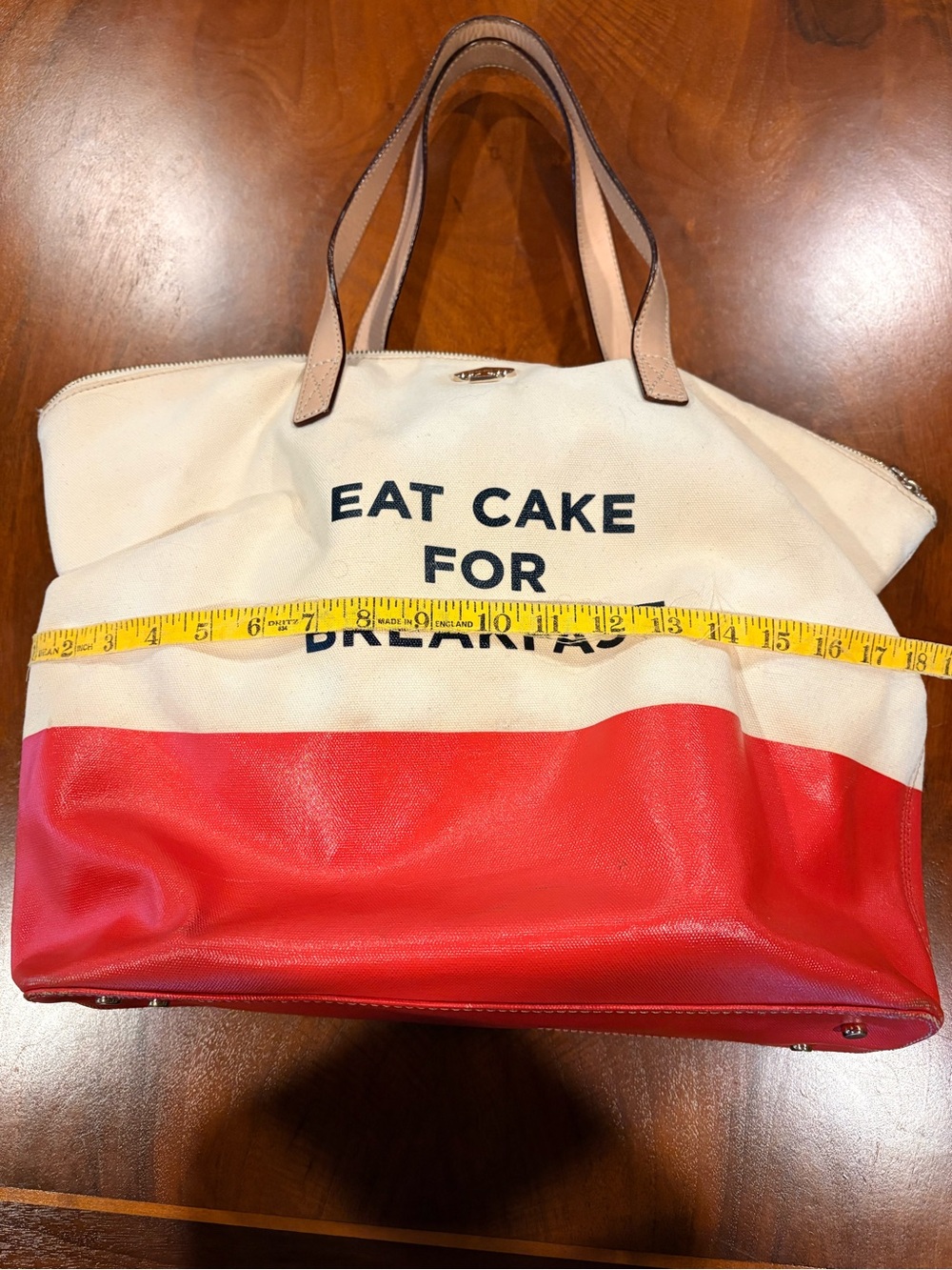 Kate Spade Cream and Red 'Eat Cake For Breakfast' XL Tote - Picture 14 of 16
